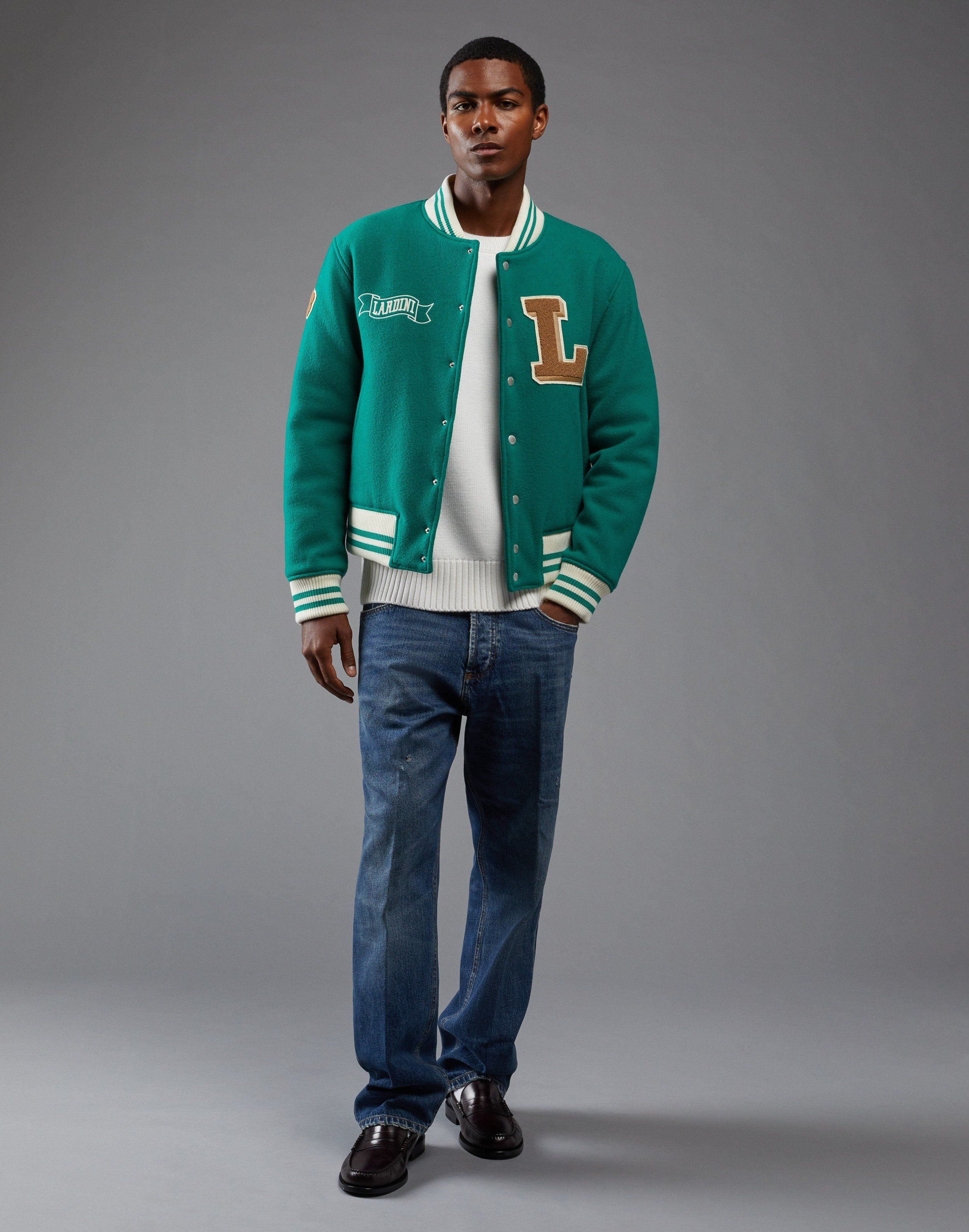 Green Terzini for Lardini short Varsity jacket