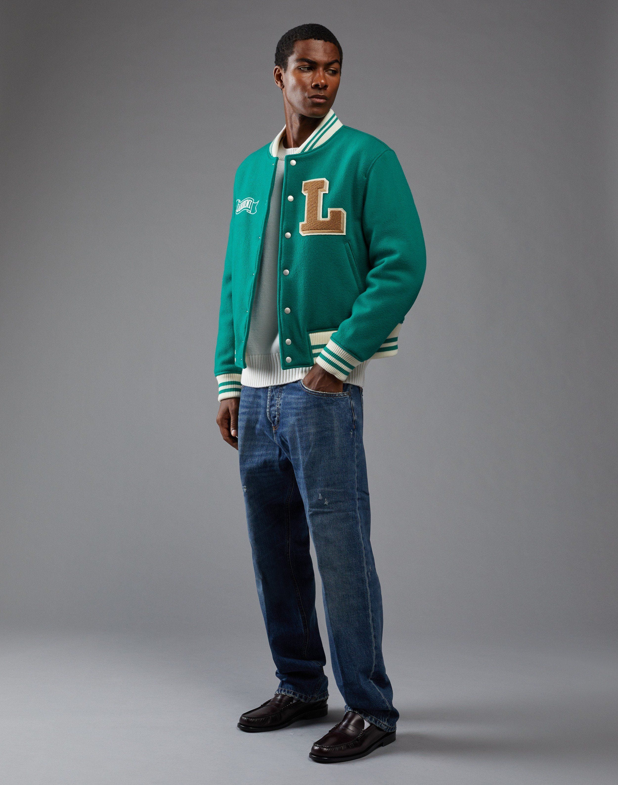 Green Terzini for Lardini short Varsity jacket