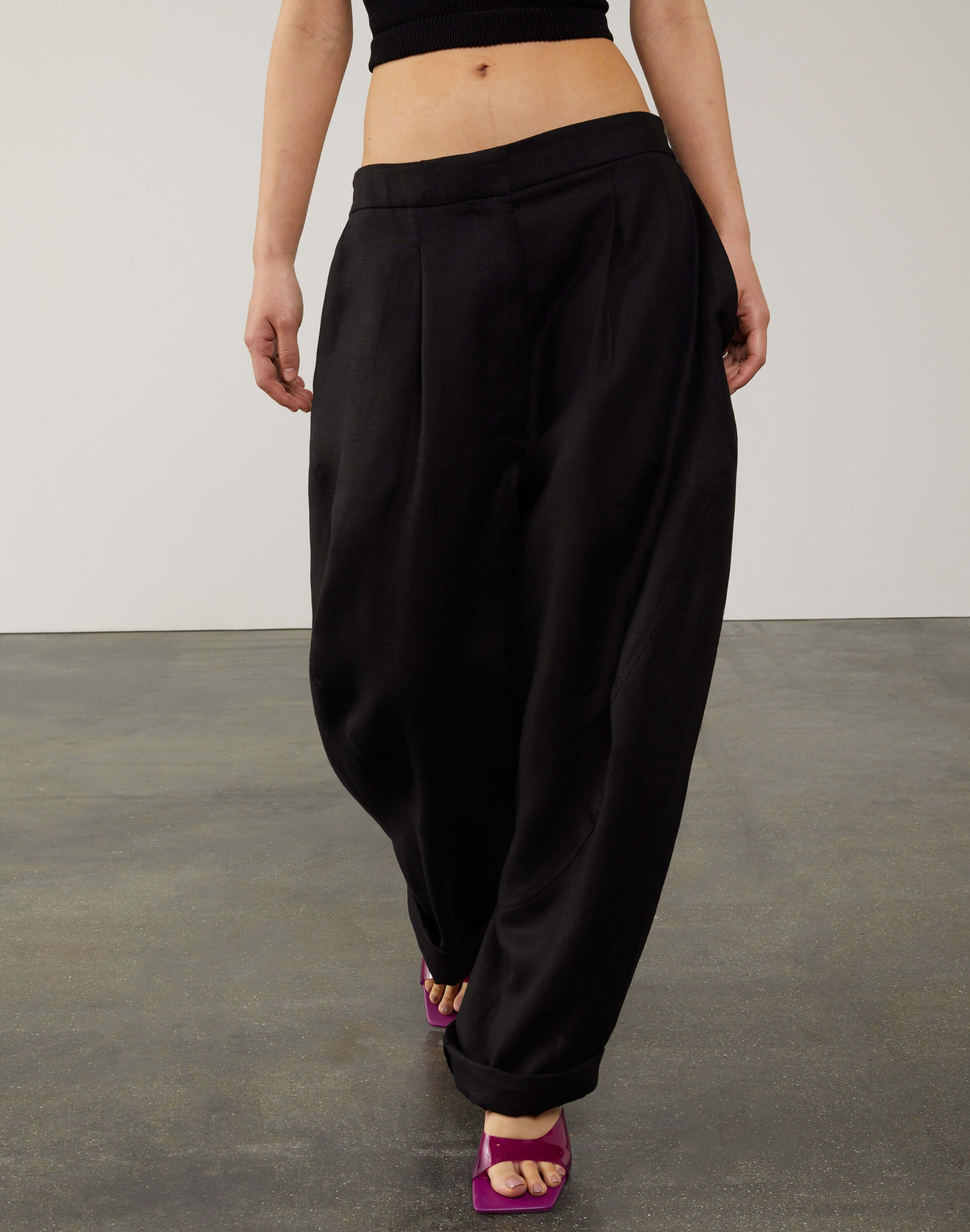 Black low-rise pants with pockets | Lardini