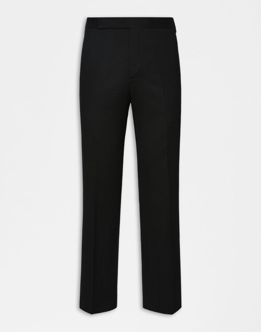 Black combed flannel trousers