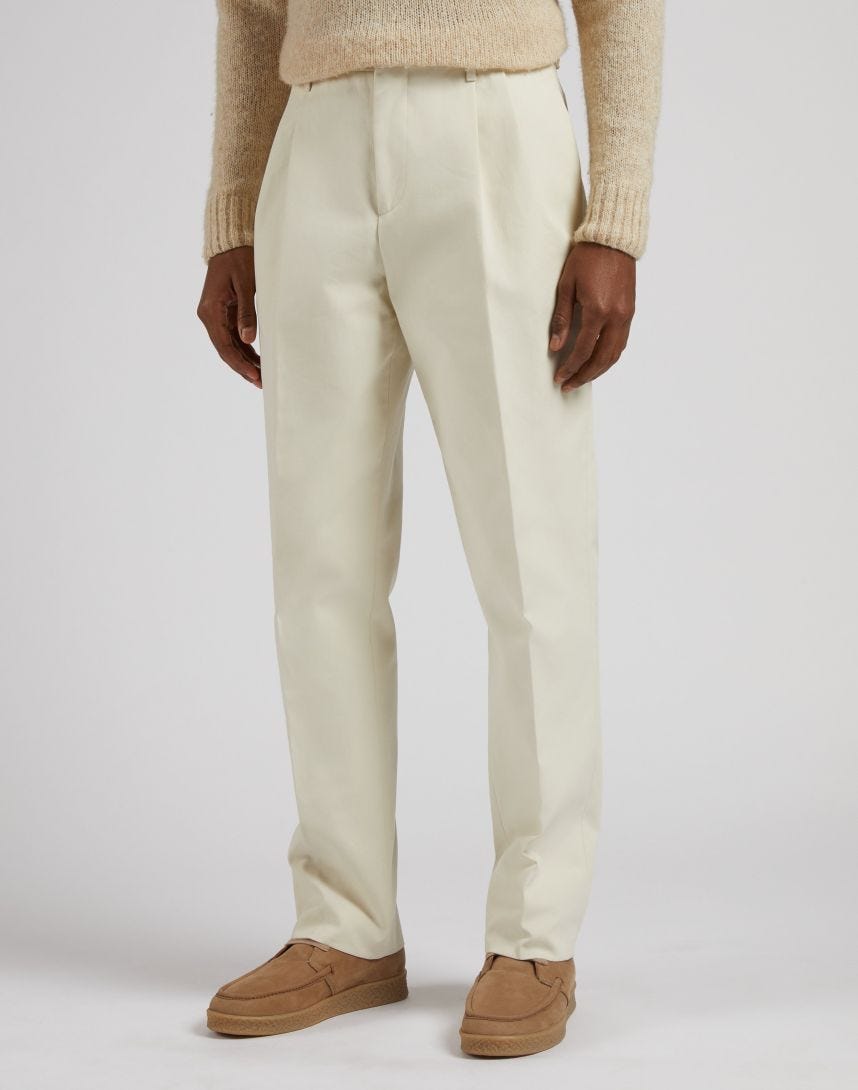 Cream-coloured cotton twill Feeling trousers