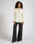 White six-button double-breasted jacket in soft wool and silk canvas 3