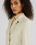 White six-button double-breasted jacket in soft wool and silk canvas 5