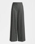 Regular-waist trousers in grey micro-check wool 1