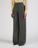 Regular-waist trousers in grey micro-check wool 2