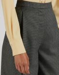 Pantalone vita regolare in lana micro check grigio 5