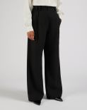 Pantalon taille haute en gabardine de laine et coton noir 2