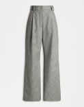 Pantalon gris à taille haute en coton mélangé à de la laine 1