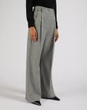 Pantalon gris à taille haute en coton mélangé à de la laine 2