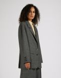 Unconstructed single-breasted jacket in grey micro-check wool 2