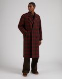 English Shetland wool large check double-breasted coat  5