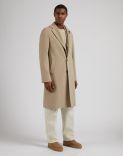 Beige single-breasted beaver-look cashmere coat 5