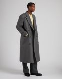 Grey double-breasted coat in pure recycled cashmere 2