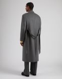 Grey double-breasted coat in pure recycled cashmere 4