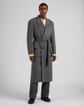 Grey double-breasted coat in pure recycled cashmere 5