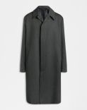 Grey single-breasted lined coat with a front placket 1