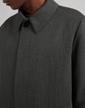 Grey single-breasted lined coat with a front placket 2