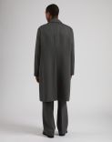 Grey single-breasted lined coat with a front placket 4