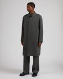 Grey single-breasted lined coat with a front placket 5