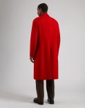 Red double-breasted coat in wool blend fabric 5