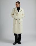 Cream double-breasted coat in alpaca wool 4