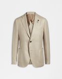 Veste droite Special Line beige en cachemire et soie 1