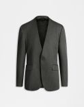 Attitude single-breasted jacket without lapels in grey and white wool 1