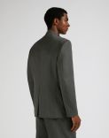 Attitude single-breasted jacket without lapels in grey and white wool 4