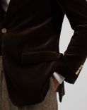 Veste droite Attitude en velours lisse marron  5