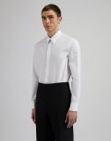 White cotton poplin shirt with a front placket 2