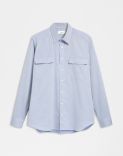 Light blue relaxed shirt in cotton and wool blend twill 1