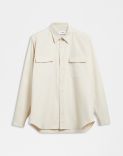 Cream washed cotton twill relaxed shirt 1