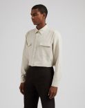 Cream washed cotton twill relaxed shirt 2