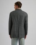 Single-breasted jacket in grey and black patterned cashmere lambswool 4