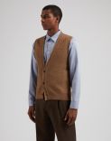 Hazelnut organic wool and alpaca knit waistcoat 2