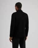 Black double-breasted pea coat in 100% merino wool 4