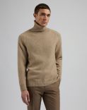 Beige turtleneck in 2/11 thread count Biagioli 100% pure cashmere 2