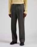 Miami trousers in pure grey wool with contrasting diagonal pattern 2