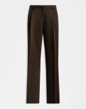 Pantalon Miami marron en tissu fluide de pure laine 1