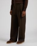 Pantalon Miami marron en tissu fluide de pure laine 2