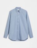 Compact cotton poplin striped light blue shirt  1