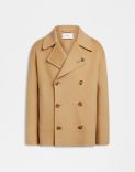 Camel wool 6-button double-breasted short pea coat 1