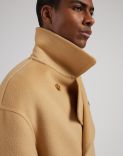 Camel wool 6-button double-breasted short pea coat 3