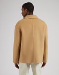 Camel wool 6-button double-breasted short pea coat 5