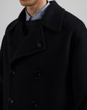 Blue wool 6-button double-breasted short pea coat 5