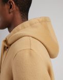 Manteau droit beige en laine à capuche et cordon de serrage 5