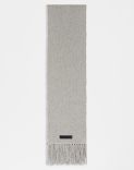 Grey wool and cashmere knit fringed scarf 1