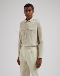 Cream-coloured 3000-line velvet research shirt 2