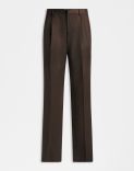 Brown Feeling trousers in combed flannel 1