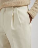 Pantalone Feeling in twill di cotone color panna 5